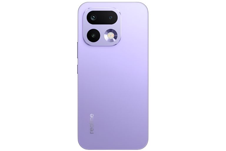Realme16 Pro smartphone in purple colour variant showing rear design
